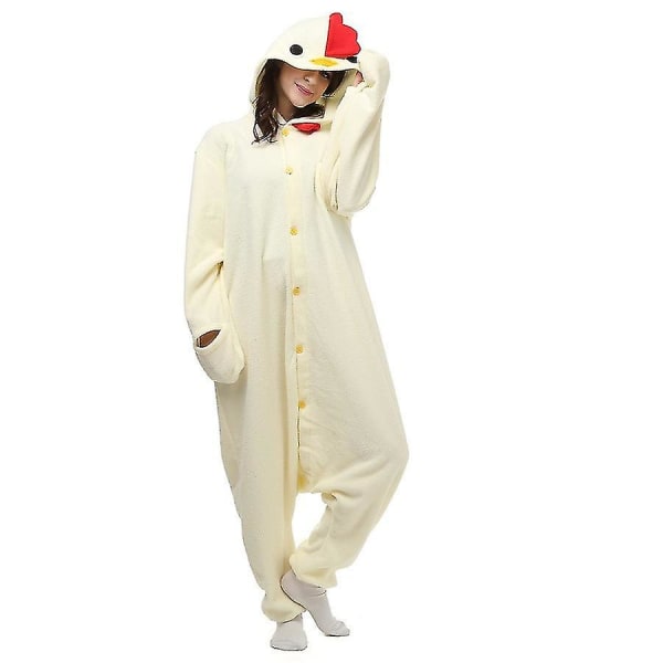 Kycklingdräkt Tupp Helkroppspyjamas för vuxna Halloween jul i ett stycke Kigurumi S