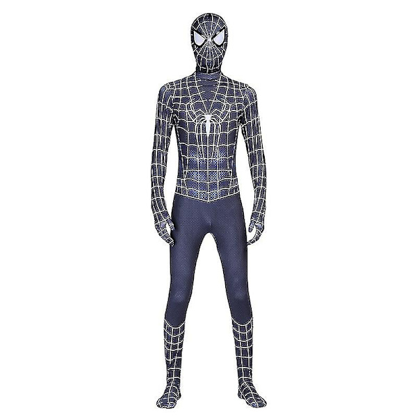 Sort Spiderman Cosplay Superhelt Kostume Børn Voksen Bodysuit v 100 Kids (90-100cm)