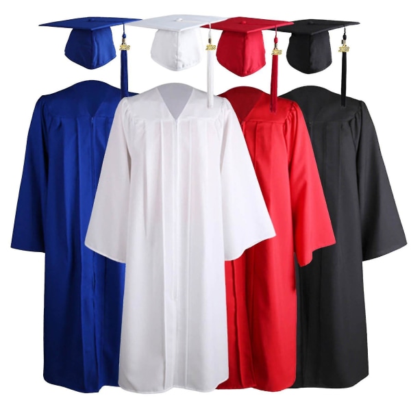 Naievear 1 Set Graduation Klänning Hatt Tofs Dragkedja V-hals Lös Enfärgad 2023 High School Bachelor Akademisk klänning Studenttillbehör Black 3XL