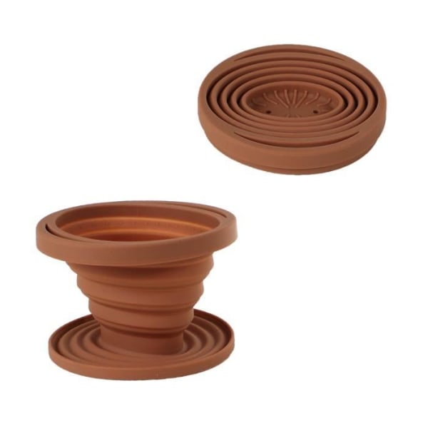Hopfällbar kaffefilterhållare i silikon - Set med 2 bruna