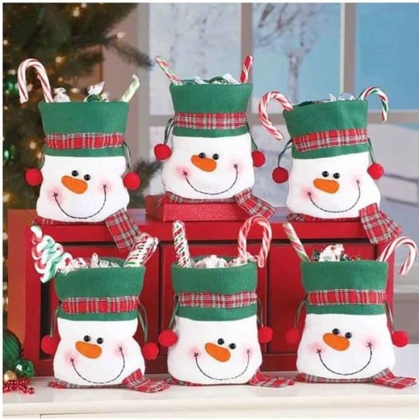 Set med 2 "SNOWMAN" dekorpåsar för julklappar - Astuceo Red