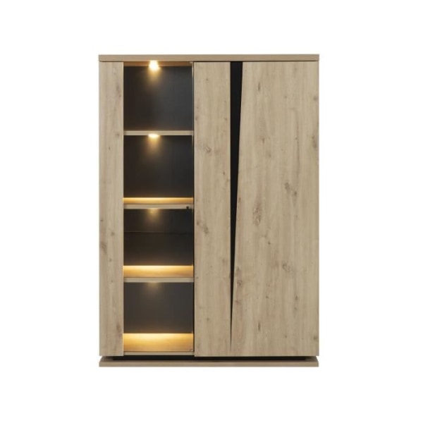 2-dörrars byrå och utdragbart matbordsset - 120 cm X 45 cm X 170 cm - CRACK Light Wood