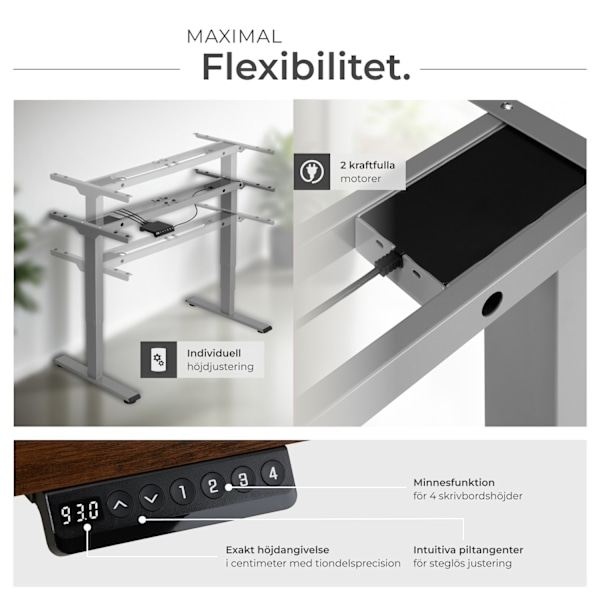 tectake Höj- och sänkbart skrivbord Twain grå
