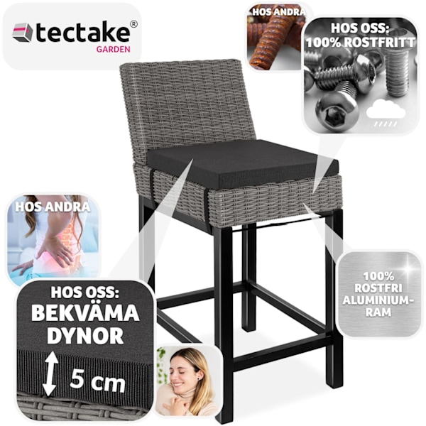 tectake Rotting barstol Latina grå
