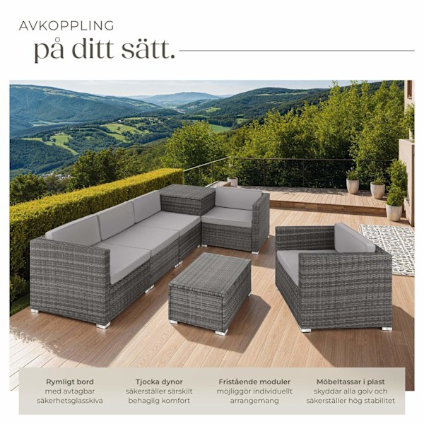 tectake Loungeset Pisa i konstrotting grå