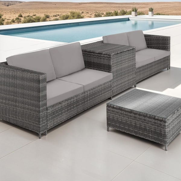 tectake Loungeset Siena i konstrotting Ljusgrå
