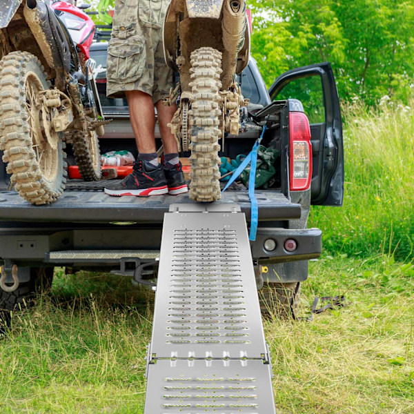 tectake Lastramp Björn, 2-pack, hopfällbara, 400kg lastkapacitet - 186 cm Silver