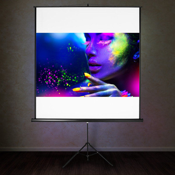 tectake Projektorduk med stativ - 152 x 152 cm Vit