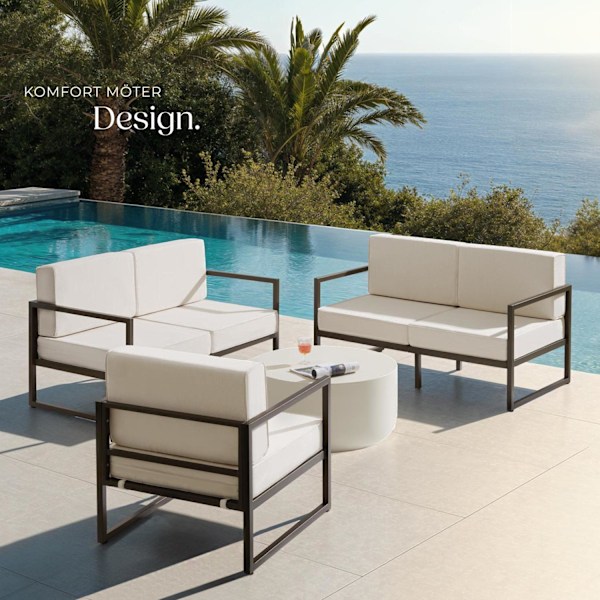 tectake Loungeset Comosa för 5 personer Beige