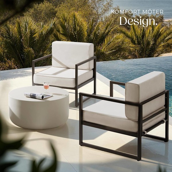 tectake Loungestol Comosa - Uppsättning av 2 Beige