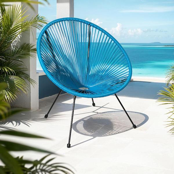 tectake 2-set Loungestol Santana med bord Blå