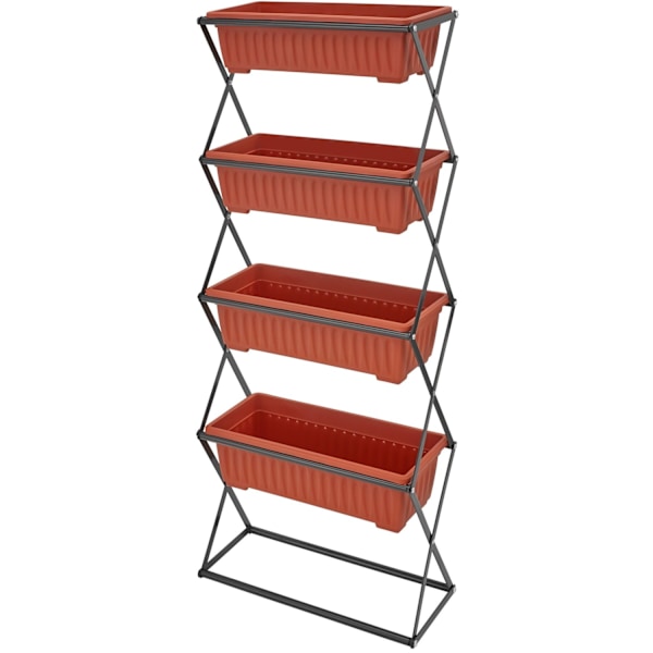 tectake Vertikal odlingsbädd med 4 lådor Brun