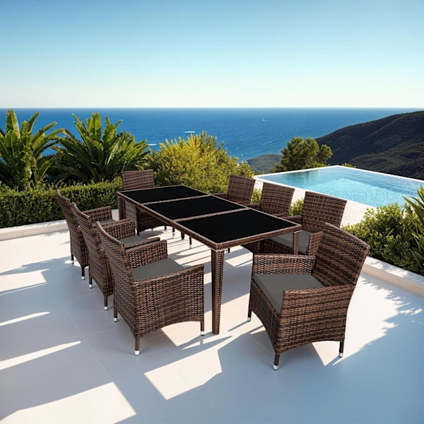 tectake Matgrupp Menorca i konstrotting Brun