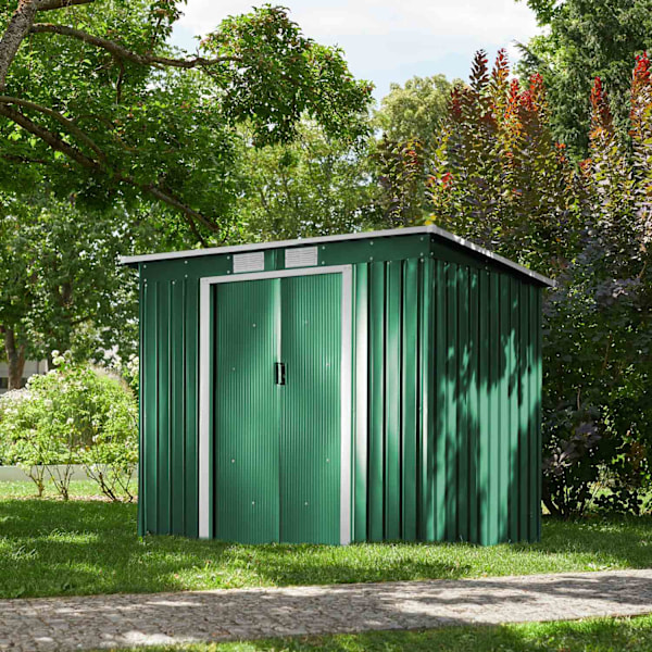 tectake Redskapsbod med snedtak 213x130x173cm Grön
