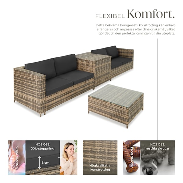 tectake Loungeset Siena i konstrotting Mörkgrå