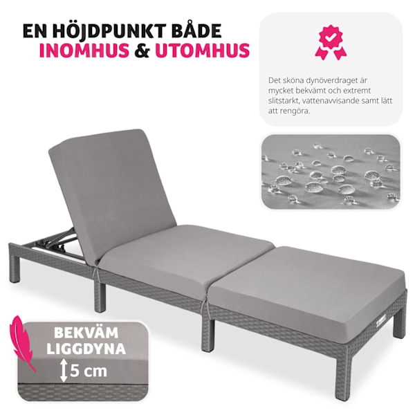 tectake Solsäng i konstrotting Sofia grå