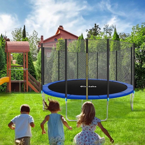 tectake Studsmatta Garfunky med skyddsnät , upp till 80 kg - 427 cm Blå