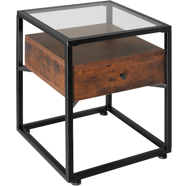 tectake Preston Sängbord 43x45x54,5cm Mörkbrun