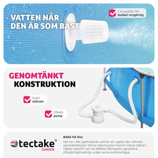 tectake Pool rund med filterpump Ø 360 x 76 cm Blå