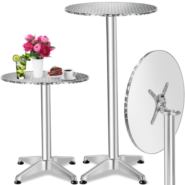 tectake Cafébord i aluminium Ø60cm - 6,5 cm grå