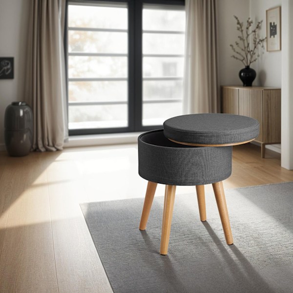 tectake Sittpuff med förvaringsutrymme Yara Mörkgrå