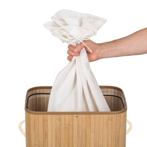 tectake Tvättkorg med tvättsäck - 72 L Beige