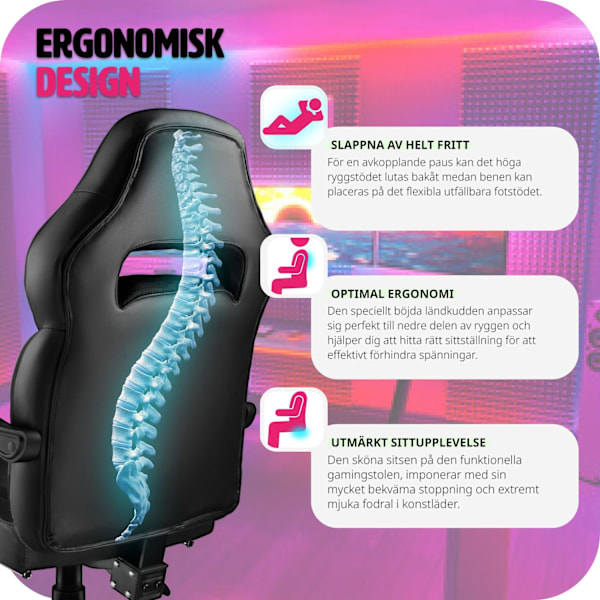 tectake Gamingstol Comodo Svart