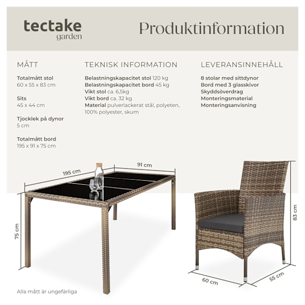 tectake Matgrupp i konstrotting Almansa Mörkgrå