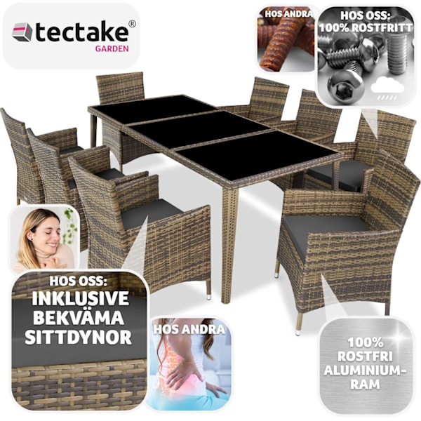 tectake Matgrupp Menorca i konstrotting Natur
