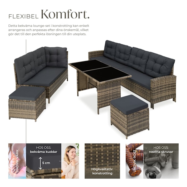 tectake Loungeset Barletta i konstrotting Natur