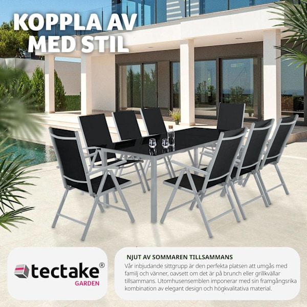 tectake Matgrupp i aluminium med 8 stolar Silver