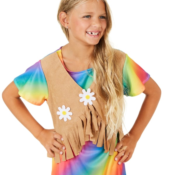 tectake 900202 Maskeraddräkt Hippie Blomsterbarn MultiColor 152 (11-12y)