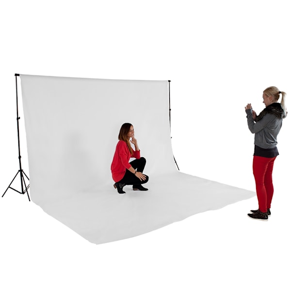tectake Fotobakgrund / Backdrop set 3x6m med väska Vit