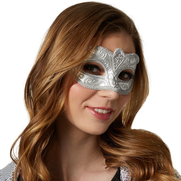 tectake Venetiansk mask med mönster Silver