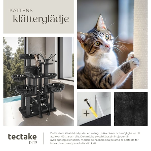 tectake Katt klösträd, klösmöbel Gismo Svart
