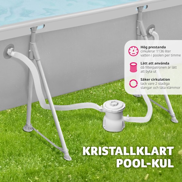 tectake Pool fyrkantig 300 x 207 x 70 cm grå