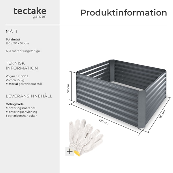 tectake Upphöjd odlingsbädd Salvia galvaniserad Silver
