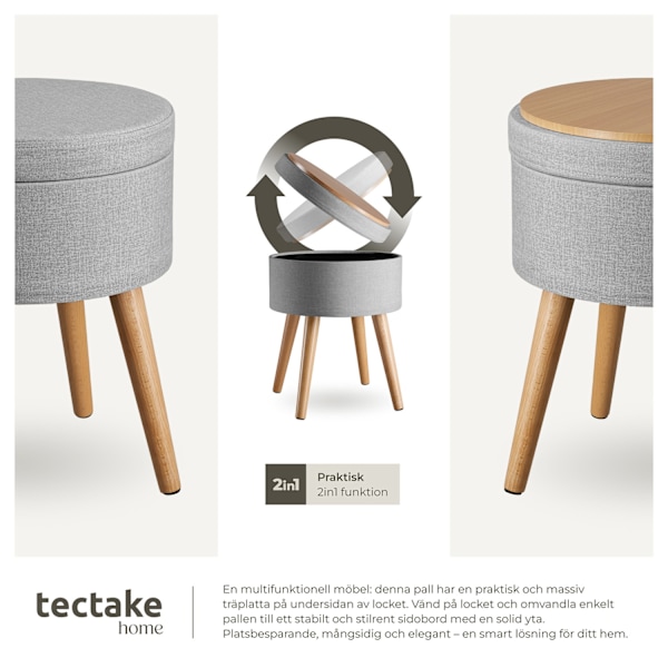 tectake Sittpuff med förvaringsutrymme Yara Ljusgrå