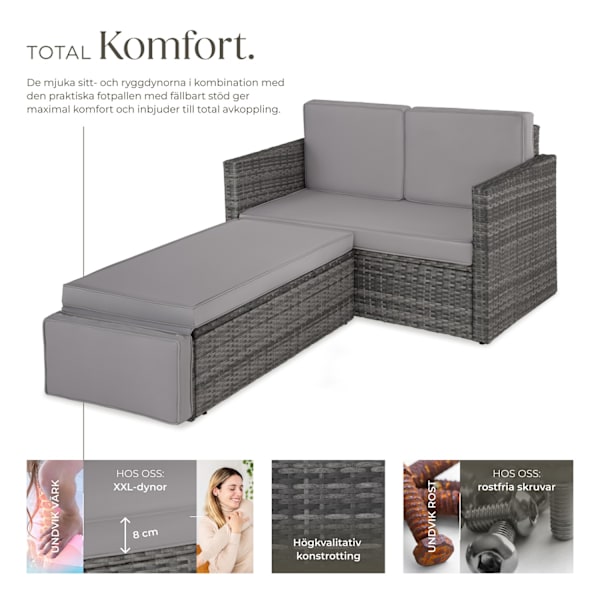 tectake Loungesoffa Korfu grå