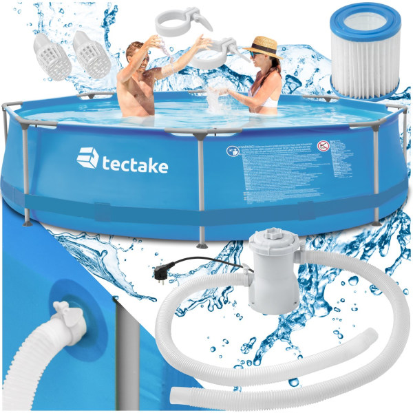 tectake Pool rund med filterpump Ø 300 x 76 cm Blå