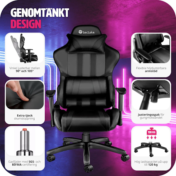 tectake Premium Gamingstol Svart