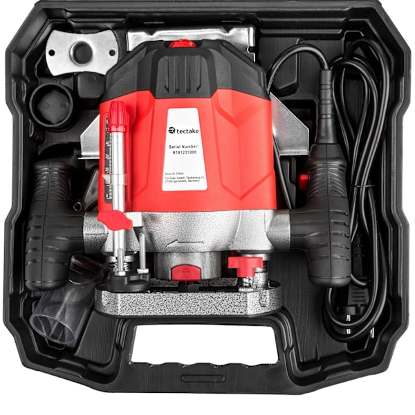 tectake Överhandsfräs 1200W inklusive tillbehör Röd