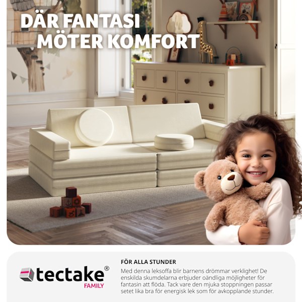 tectake Leksoffa Lilly, 8-delad, med sovfunktion - 120 cm Beige