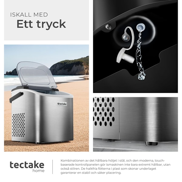 tectake Ismaskin Arctic, 1,2 L, 2 isbitsstorlekar Silver