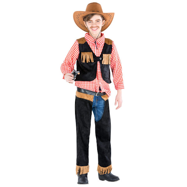 tectake Maskeraddräkt för barn Cowboy Jimmy Black 140 (10-12y)