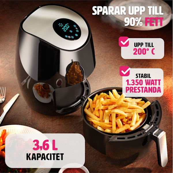 tectake Airfryer Mitch 3,6 L Svart
