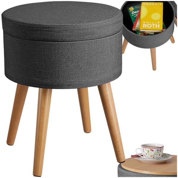tectake Sittpuff med förvaringsutrymme Yara Mörkgrå