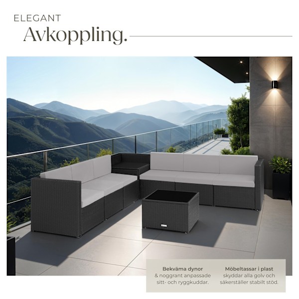 tectake Loungeset Verona i konstrotting Svart