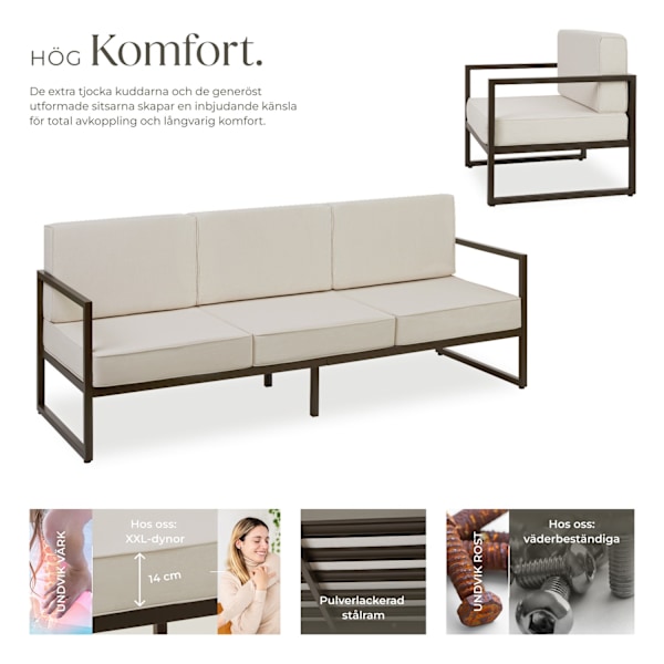 tectake Loungeset Comosa för 7 personer Beige