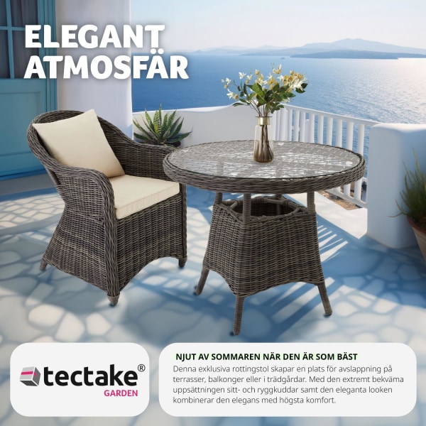 tectake Utefåtölj + sittdyna och ryggdyna lyxig aluminium/konstr grå